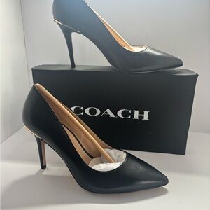 COACH Black Leather Wiley Pointed Toe Stiletto Pump